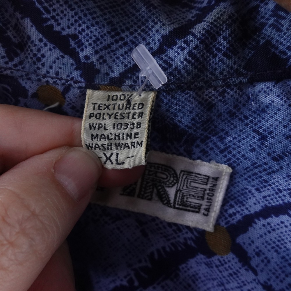 Vintage Spire California Men XL Blue Geometric Diamond Disco Shirt 60s/70s Retro - Picture 3 of 7